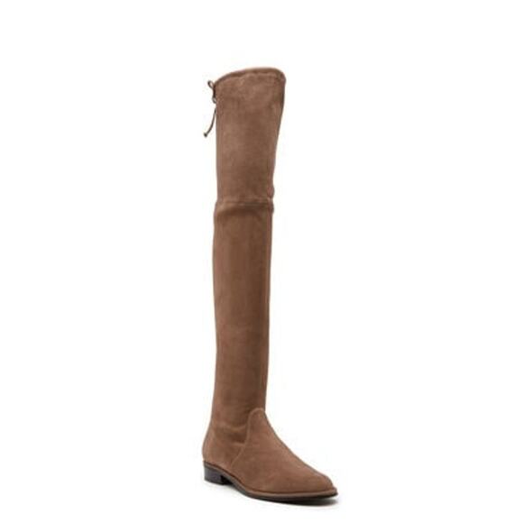 NIB Stuart Weitzman Lowland 6.5 Over-The-Knee Boots Brown Taupe Suede Flat $950 - Picture 2 of 8